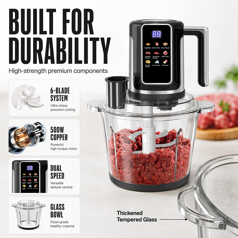 👩‍🍳Multifunktionale Küchenmaschine mit Touch-Bedienung und Glasschüssel