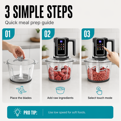 👩‍🍳Multifunktionale Küchenmaschine mit Touch-Bedienung und Glasschüssel