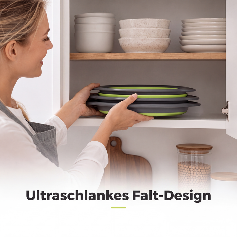 3-teiliges klappbares Sieb-Set mit Abtropfboden