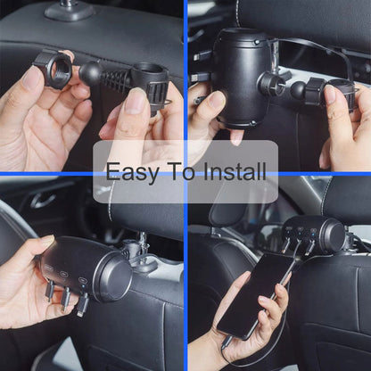 3-in-1 Auto-Ladegerät mit einziehbarem Kabel