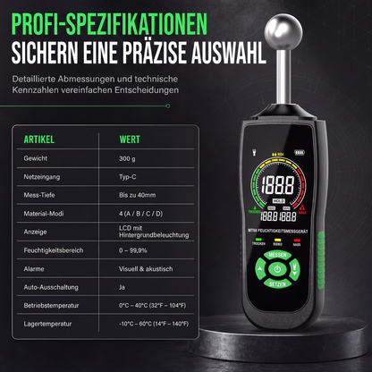 MT68 Pinloses kugelförmiges Sensor-Feuchtemessgerät für Wand, Putz, Spachtelmasse, Mauerwerk und Fliesenleckageprüfung