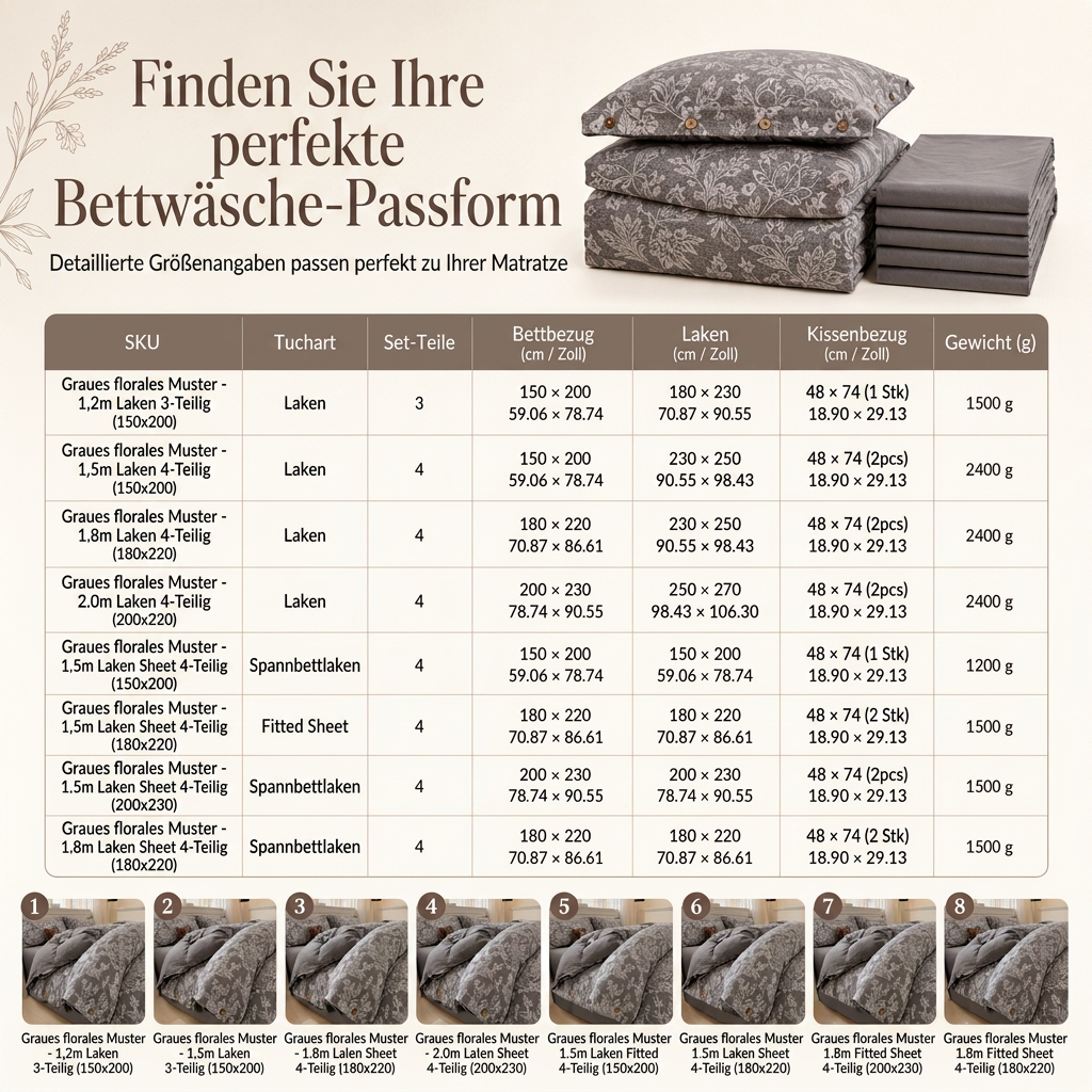 Bettwäsche-Set aus reiner Baumwolle mit Leinenoptik und retro Knopfverschluss, dicke und hochdichte Bettdeckenbezug und Bettlaken der Klasse A