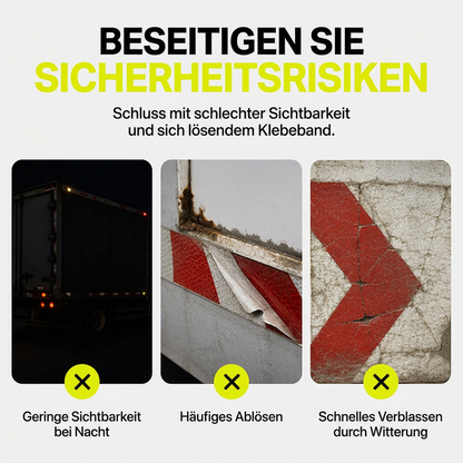 🚚 Hochsichtbares reflektierendes Pfeilband – hochsichtbar, wetterfest & selbstklebend für Anhänger und Nutzfahrzeuge