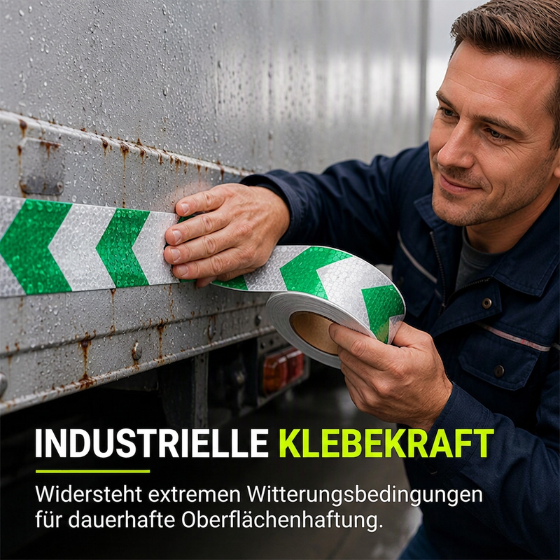 🚚 Hochsichtbares reflektierendes Pfeilband – hochsichtbar, wetterfest & selbstklebend für Anhänger und Nutzfahrzeuge