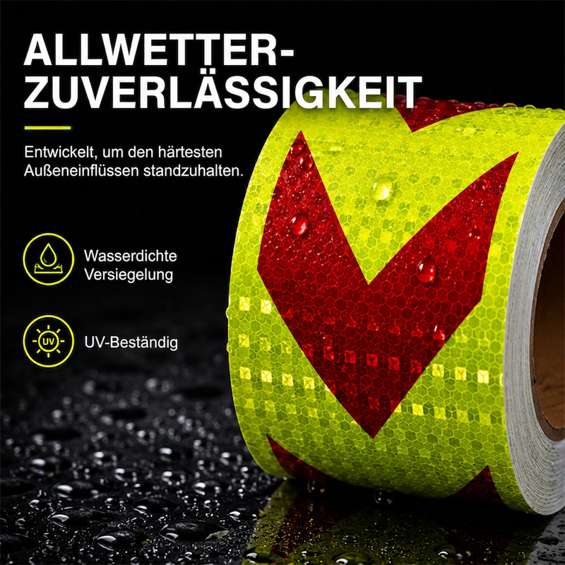 🚚 Hochsichtbares reflektierendes Pfeilband – hochsichtbar, wetterfest & selbstklebend für Anhänger und Nutzfahrzeuge