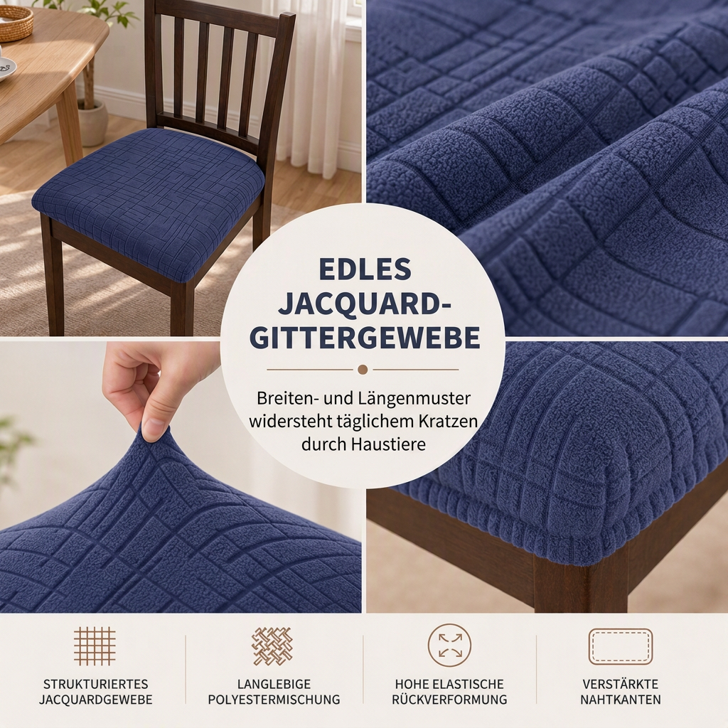 🪑 KAUFE 1, ERHALTE 1 GRATIS! 🏨 Elastischer Stuhlbezug – Dehnbar & mit Kettmuster ✨