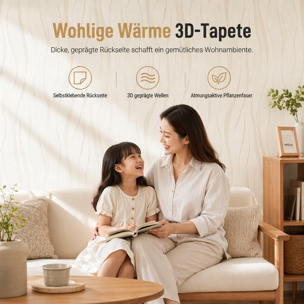 🏠 50% RABATT! 🎨 3D-Struktur-Vliestapete – Verdickt, selbstklebend & für Akzentwände ✨