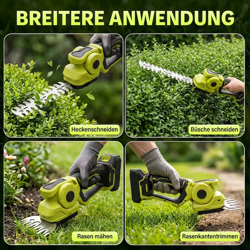 2-in-1 Akku-Heckenschere & Grasschere
