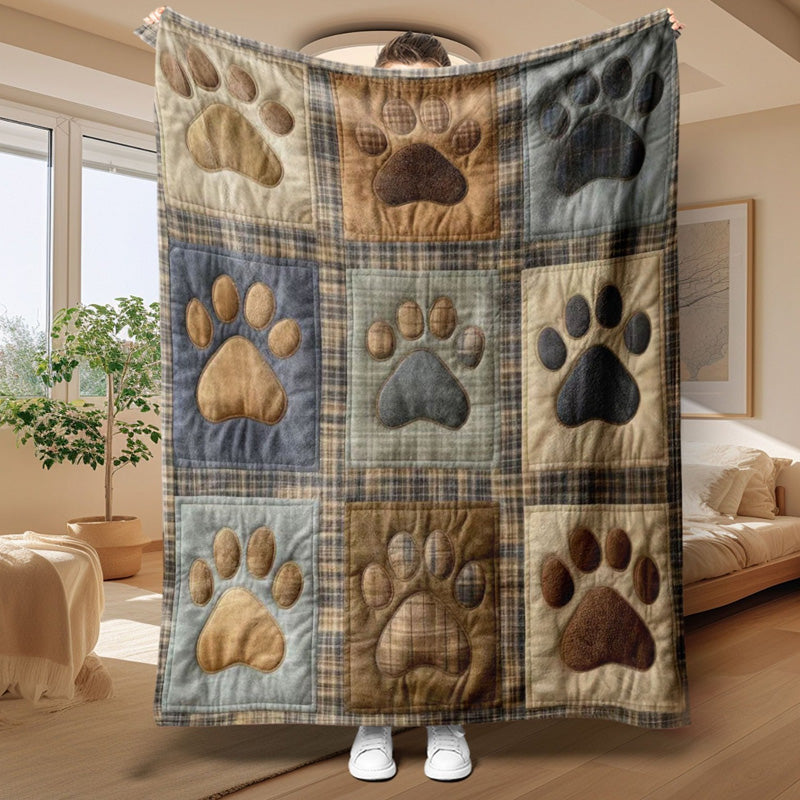 Niedliche Pfotenabdruck Weiche Flanell Decke