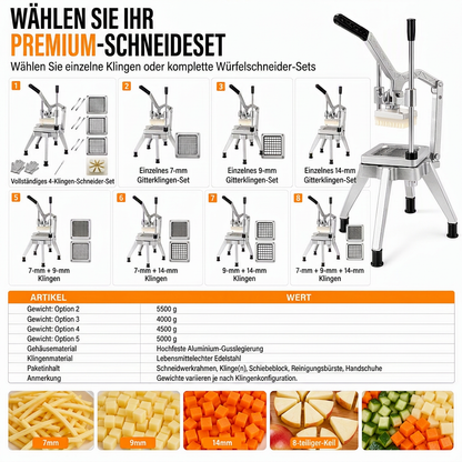 🔪 Vertikaler Gemüsewürfler – 3 scharfe Klingen & robuster Hebel ✨