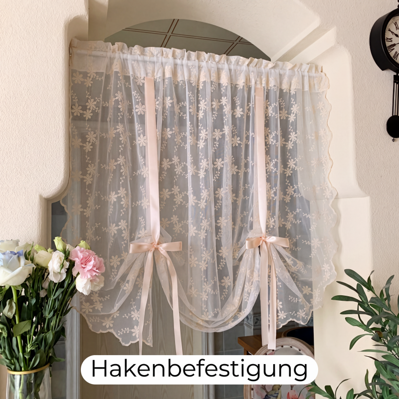 📢📢50 % RABATT !! ⏰Bestickte durchsichtige Vorhänge mit Blumenmuster und Bindegurt