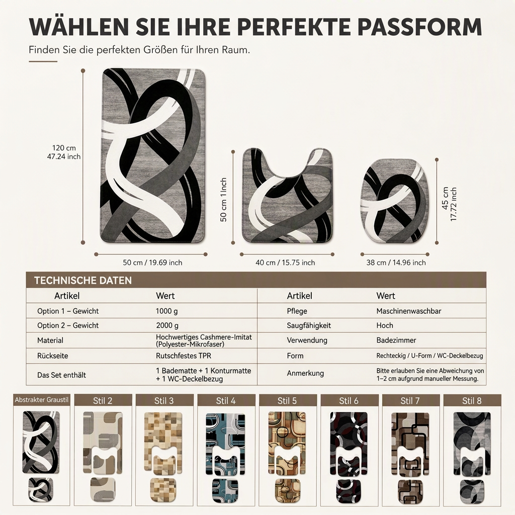 ✨ U-förmige Toilettenmatte im nordischen Kaschmir-Look 🚿 Weicher Badezimmer-Teppich
