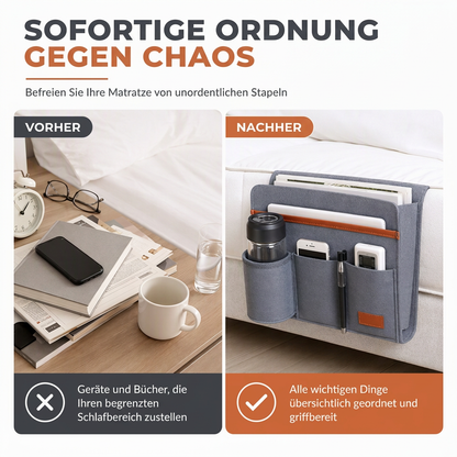 🛏️ 50% RABATT! ✨ Minimalistische Filz-Bettseitentasche – Stabil befestigt, vielseitig einsetzbar, für ordentliche Aufbewahrung 📚