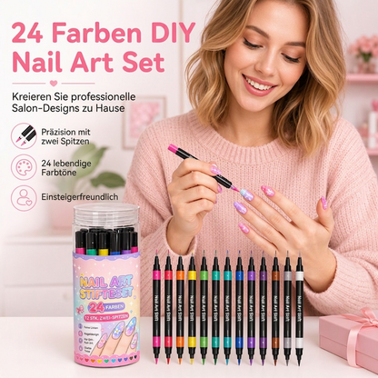💅24-Farben-Nagelkunststifte, 12 doppelseitige Stifte mit zwei Spitzen