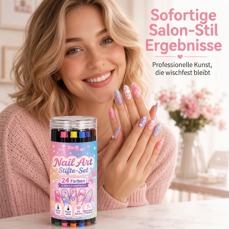 💅24-Farben-Nagelkunststifte, 12 doppelseitige Stifte mit zwei Spitzen