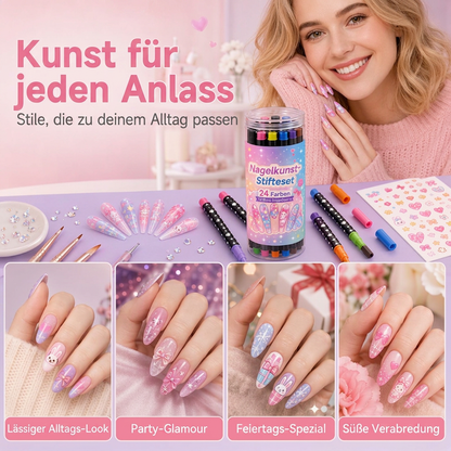 💅24-Farben-Nagelkunststifte, 12 doppelseitige Stifte mit zwei Spitzen