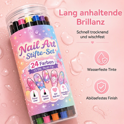 💅24-Farben-Nagelkunststifte, 12 doppelseitige Stifte mit zwei Spitzen