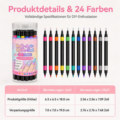 💅24-Farben-Nagelkunststifte, 12 doppelseitige Stifte mit zwei Spitzen
