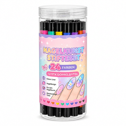 💅24-Farben-Nagelkunststifte, 12 doppelseitige Stifte mit zwei Spitzen