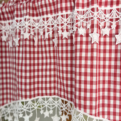 ⭐Bistrovorhang mit Sternchen-Spitzenbesatz und Rundbogenabschluss