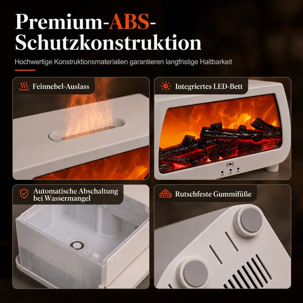 Kleiner Kamin-Luftbefeuchter mit Flammeneffekt – Aromatherapie-Diffusor für ätherische Öle, automatischer Duftspender