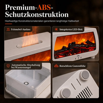 Kleiner Kamin-Luftbefeuchter mit Flammeneffekt – Aromatherapie-Diffusor für ätherische Öle, automatischer Duftspender