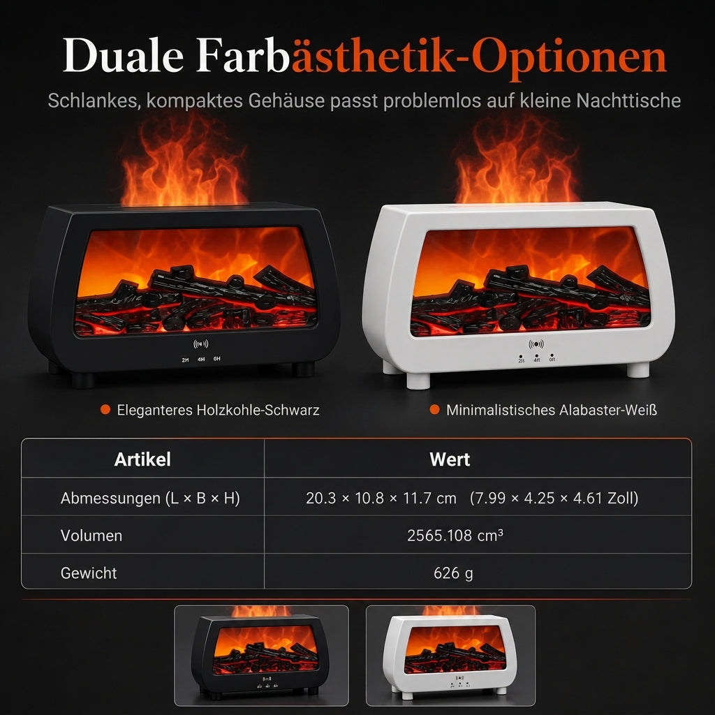 Kleiner Kamin-Luftbefeuchter mit Flammeneffekt – Aromatherapie-Diffusor für ätherische Öle, automatischer Duftspender
