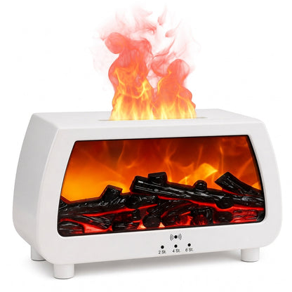 Kleiner Kamin-Luftbefeuchter mit Flammeneffekt – Aromatherapie-Diffusor für ätherische Öle, automatischer Duftspender