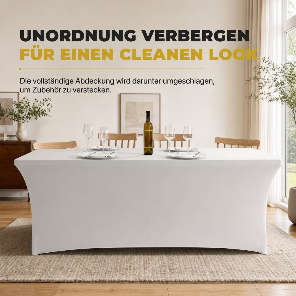 🎉 Stretch-Tischdecke rechteckig – elastisch, rutschfest & perfekt für Hochzeit, Bankett und Tagung
