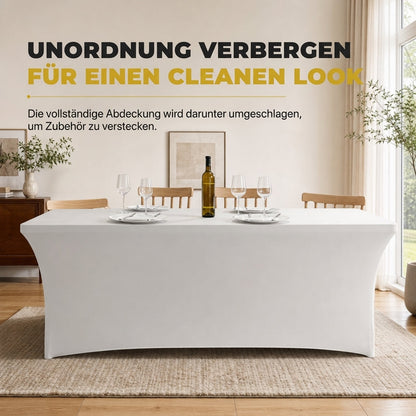 🎉 Stretch-Tischdecke rechteckig – elastisch, rutschfest & perfekt für Hochzeit, Bankett und Tagung