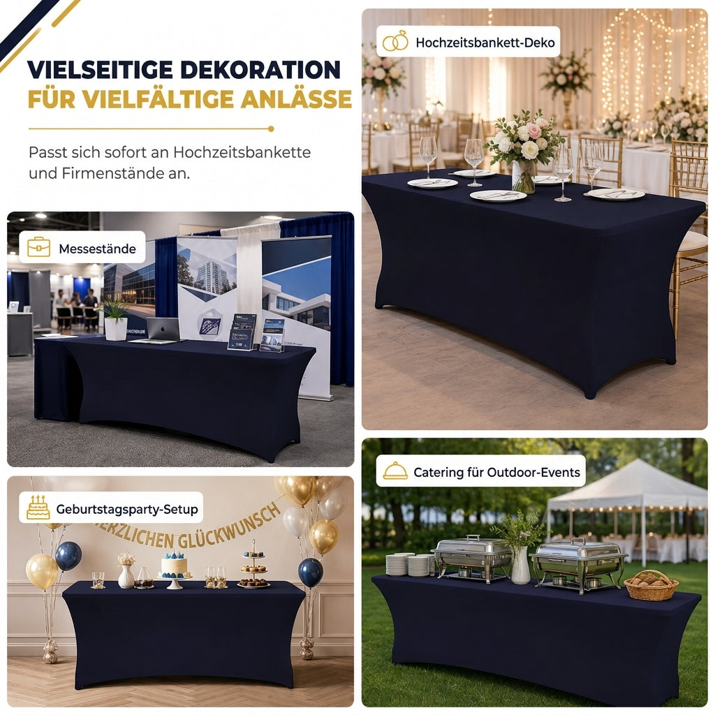 🎉 Stretch-Tischdecke rechteckig – elastisch, rutschfest & perfekt für Hochzeit, Bankett und Tagung
