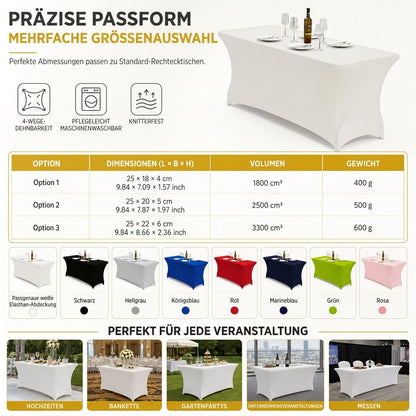 🎉 Stretch-Tischdecke rechteckig – elastisch, rutschfest & perfekt für Hochzeit, Bankett und Tagung