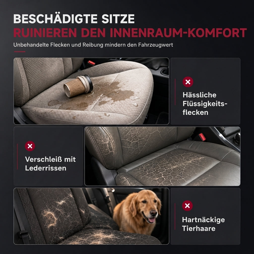 🚙Universelle Ganzjahres-Autositzbezüge aus Leder – Vollabdeckende Sitzschoner mit Farbblock- & Streifen-Design, passend für 5-Sitzer