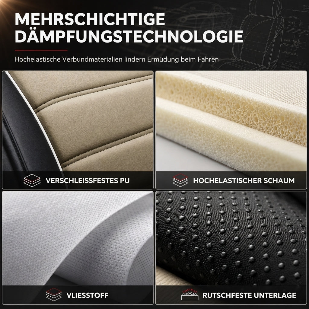 🚙Universelle Ganzjahres-Autositzbezüge aus Leder – Vollabdeckende Sitzschoner mit Farbblock- & Streifen-Design, passend für 5-Sitzer