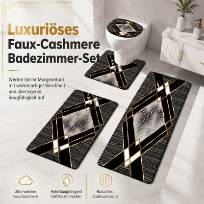4-teiliges Badezimmer-Teppichset aus Kunstkaschmir, saugfähig