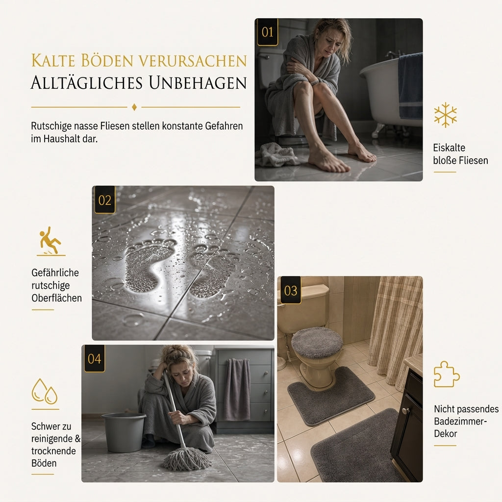4-teiliges Badezimmer-Teppichset aus Kunstkaschmir, saugfähig