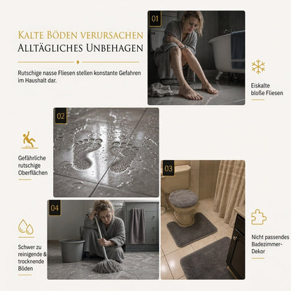 4-teiliges Badezimmer-Teppichset aus Kunstkaschmir, saugfähig