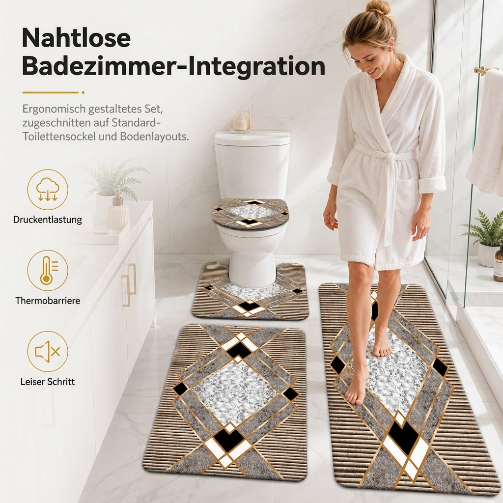 4-teiliges Badezimmer-Teppichset aus Kunstkaschmir, saugfähig