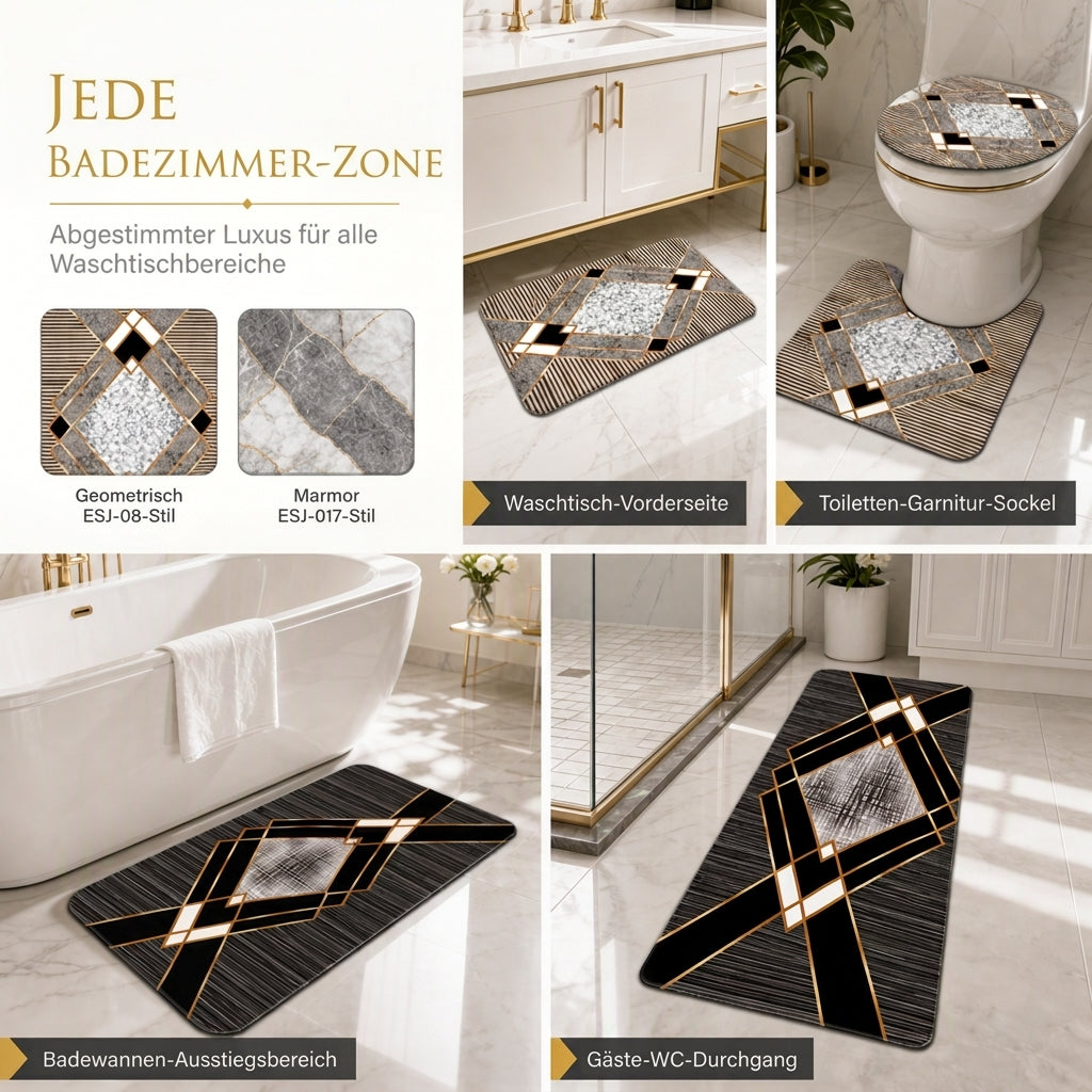 4-teiliges Badezimmer-Teppichset aus Kunstkaschmir, saugfähig
