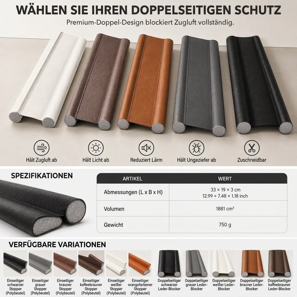 📢📢50% RABATT !!⏰Verschleißfester Leder-Türunterzug zum Selbermachen, winddicht und insektenschützend, Dichtungsstreifen für Schlafzimmertür unten