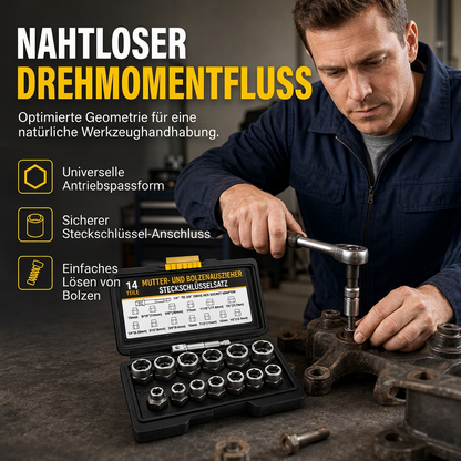 14-teiliges industrietaugliches Set zum Entfernen beschädigter Schrauben und Muttern, hochfester Schraubenausdreher-Satz mit hohem Drehmoment und Linksgewinde für die Autoreparatur