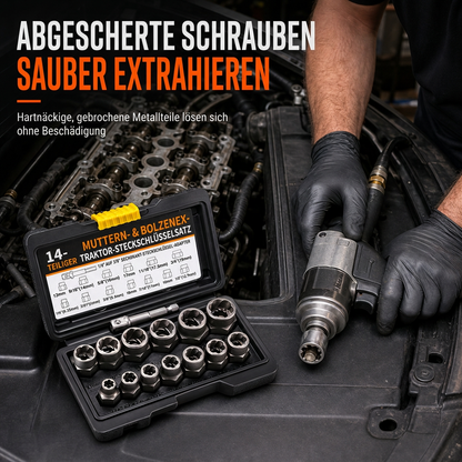 14-teiliges industrietaugliches Set zum Entfernen beschädigter Schrauben und Muttern, hochfester Schraubenausdreher-Satz mit hohem Drehmoment und Linksgewinde für die Autoreparatur