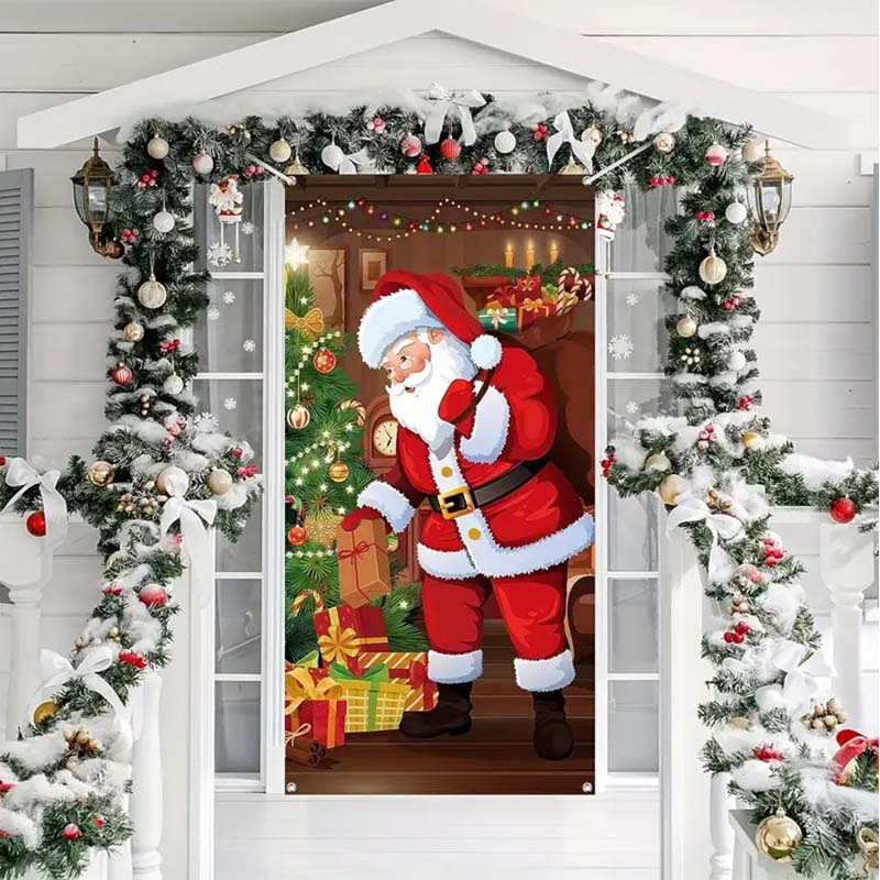 🎄 Weihnachtliche Türabdeckung, 90 × 180 cm