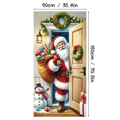 🎄 Weihnachtliche Türabdeckung, 90 × 180 cm