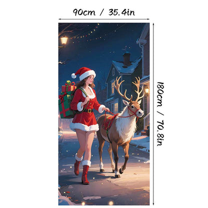 🎄 Weihnachtliche Türabdeckung, 90 × 180 cm