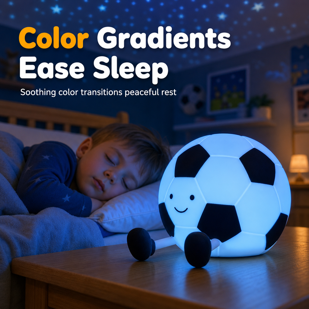 ⚽🌙 Taktile Silikon-Nachtlampe Fußball – Wiederaufladbar, sanftes Licht, ideal für den Nachttisch