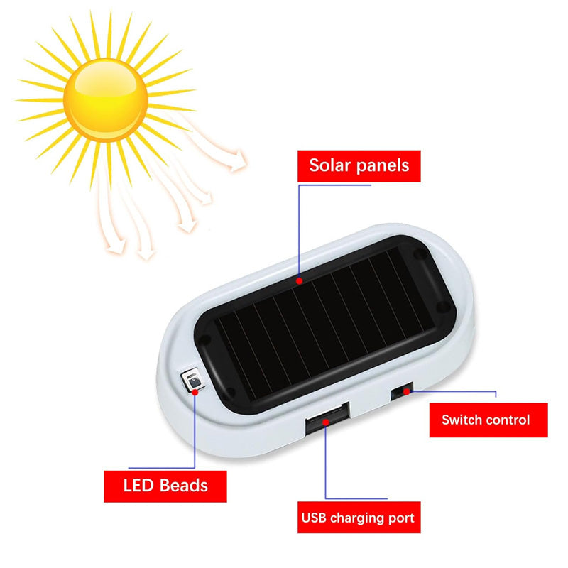 🚗 Solar-Dummy-Alarm mit LED-Blinklicht – Lichtsensor, simuliert Alarmanlage, für Auto & Innenraum