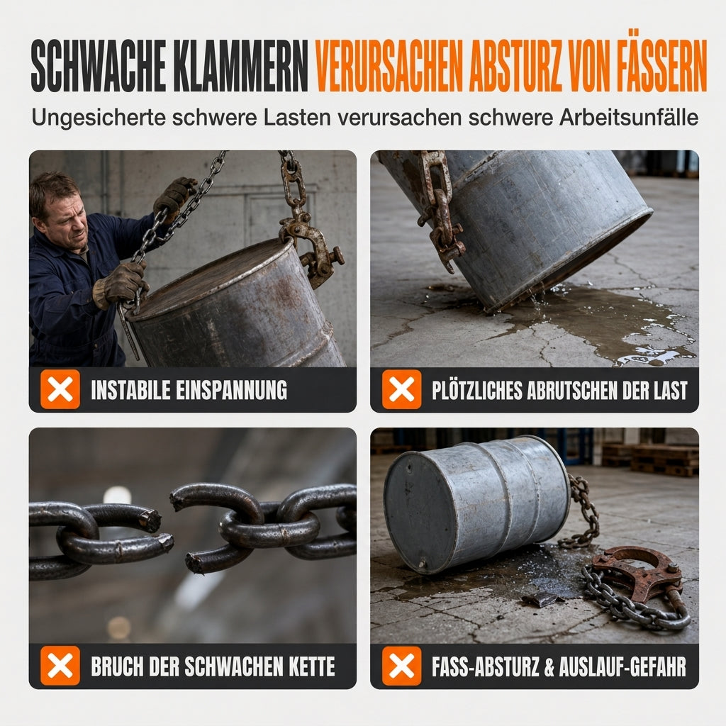 ⚙️50% RABATT🛢️Schwerlast-Ölfasshebeklemme, sicheres und stabiles Heben von Metallfässern💪