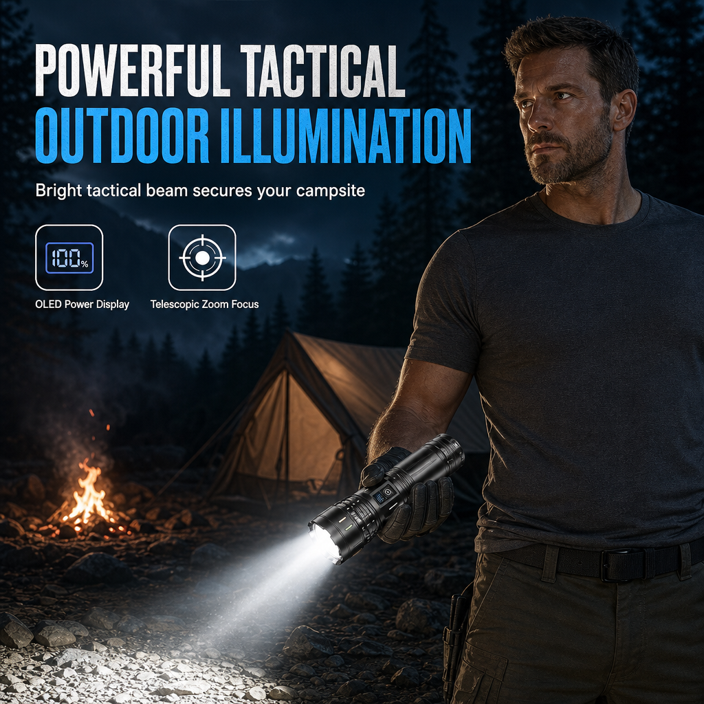 Hochleistungs-Wiederaufladbare Hand-Taschenlampe mit Schultergurt