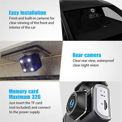 🔥 50 % RABATT! 🚗🎥 Dashcam mit 3 Kameras 1080P HD – Vorne + Innen + Hinten mit Rückfahrfunktion